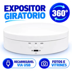 Suporte Expositor Giratório | USB Recarregável Para Vitrine Foto E Decoração Preto Branco Preferred