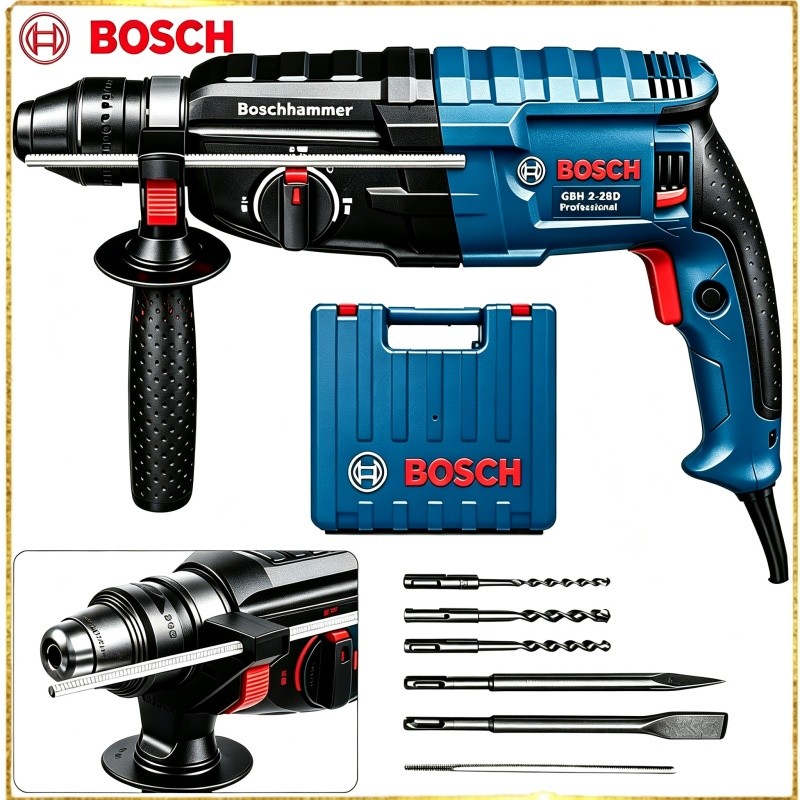 Bosch GBH 2-28D Martelete Furadeira de Impacto Rotativo 5kg Rompedor Demolidor Perfurador 1600w Com Acessorios