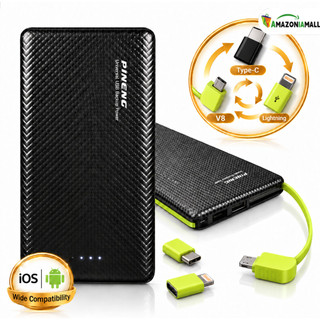 Carregador portátil Pinneng Power Bank 10.000mah com adaptador para iPhone, V8