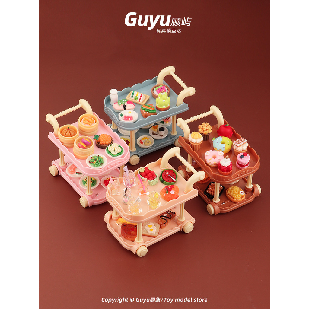 Brinquedos de comida em miniatura carrinho de jantar comida bebida carrinho modelo brinquedos casa de boneca cozinha jog
