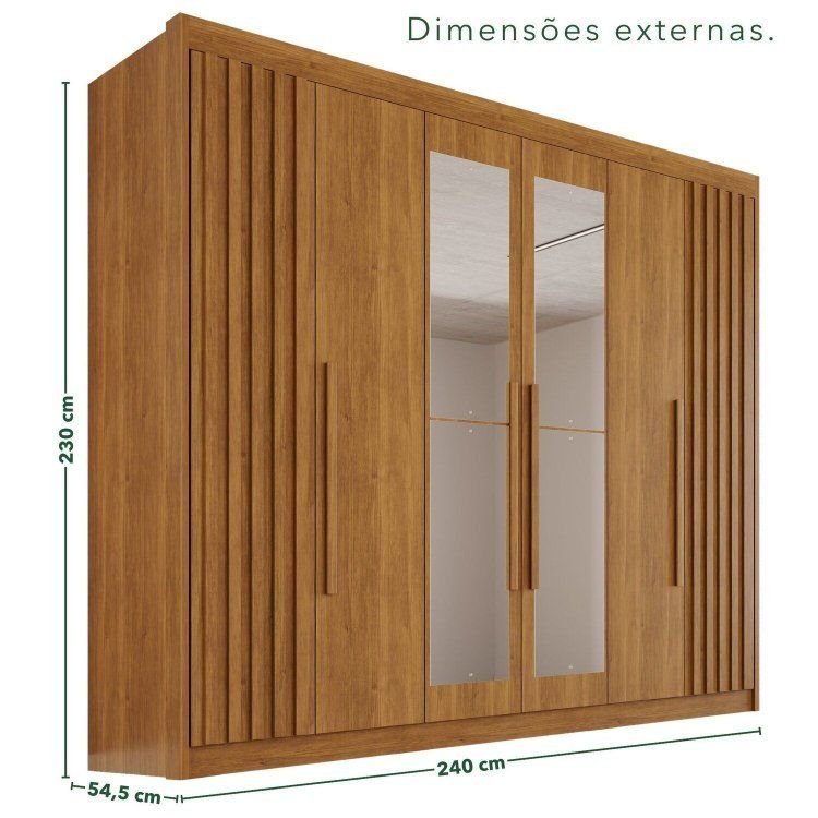 Guarda-Roupa Casal com Espelho 100% MDF 6 Portas 6 Gavetas Granada Premium Marrom/Cinamomo Cinamomo — imagem 2 de 2