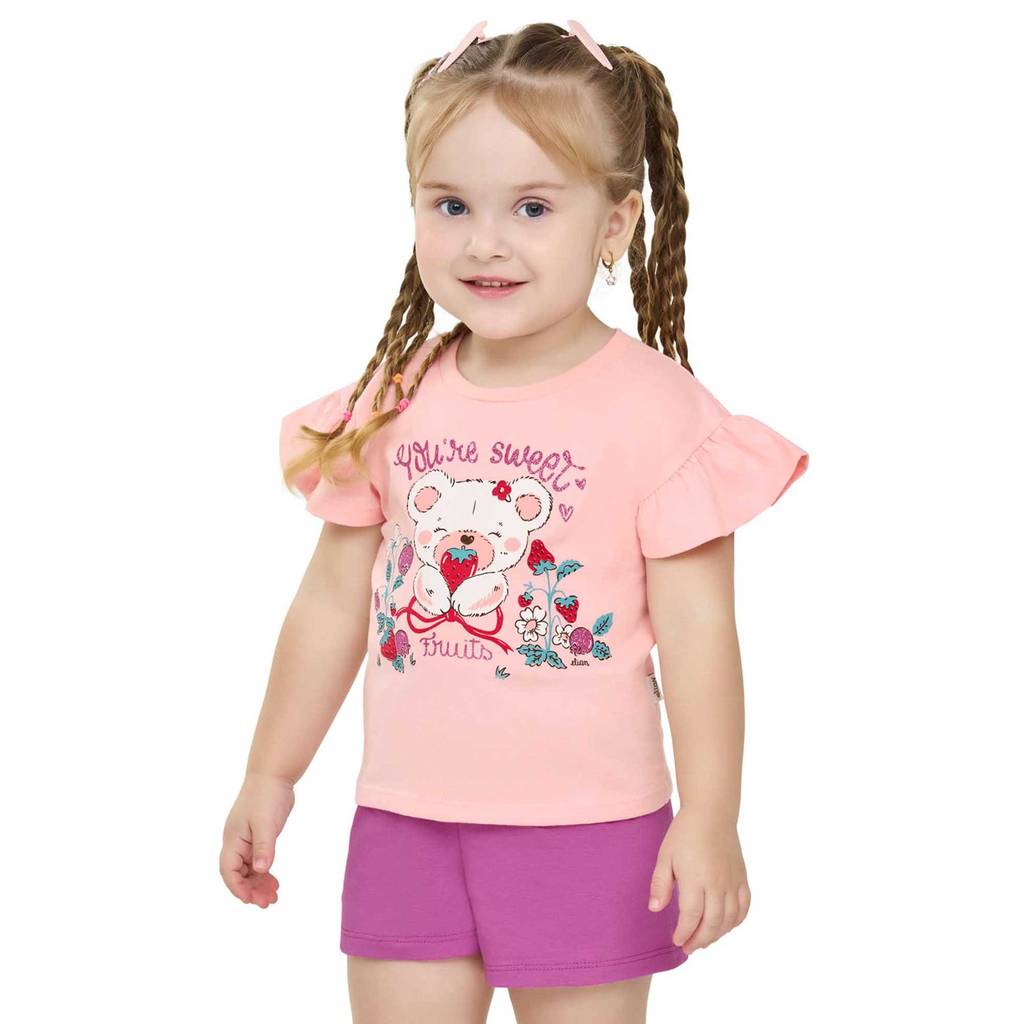 Conjunto Infantil Menina Curto Glitter Elian Rosa
