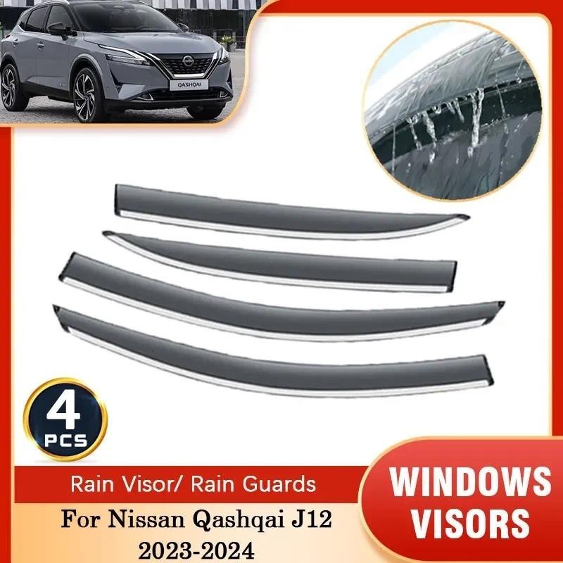 Para Nissan Qashqai J12 2023 2024 Porta Do Carro Janelas Laterais Viseiras Viseira De Chuva Defletores Toldo Guarnição P