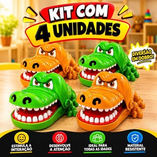 Brinquedo Crocodilo Dentista Verde Jogo de Mesa Infantil Educativo Para crianças
