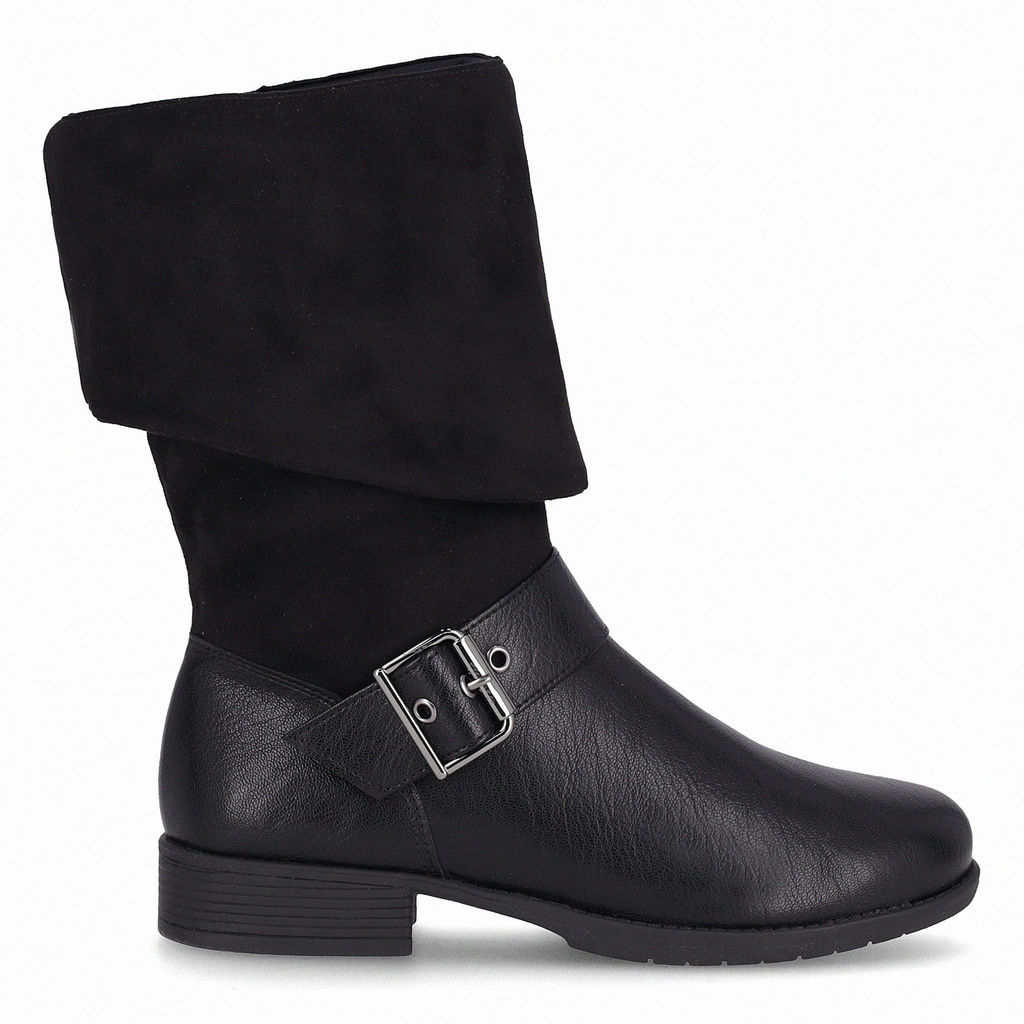 Bota Leci Cano Médio Salto Baixo Preto
