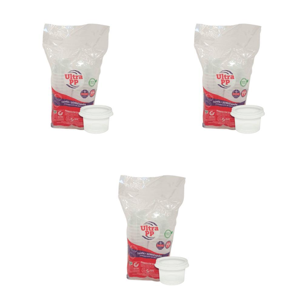 Kit 3 Pacotes de Potes de 140ml com tampa PP transparente Ultratherm Replast com 25 unidades