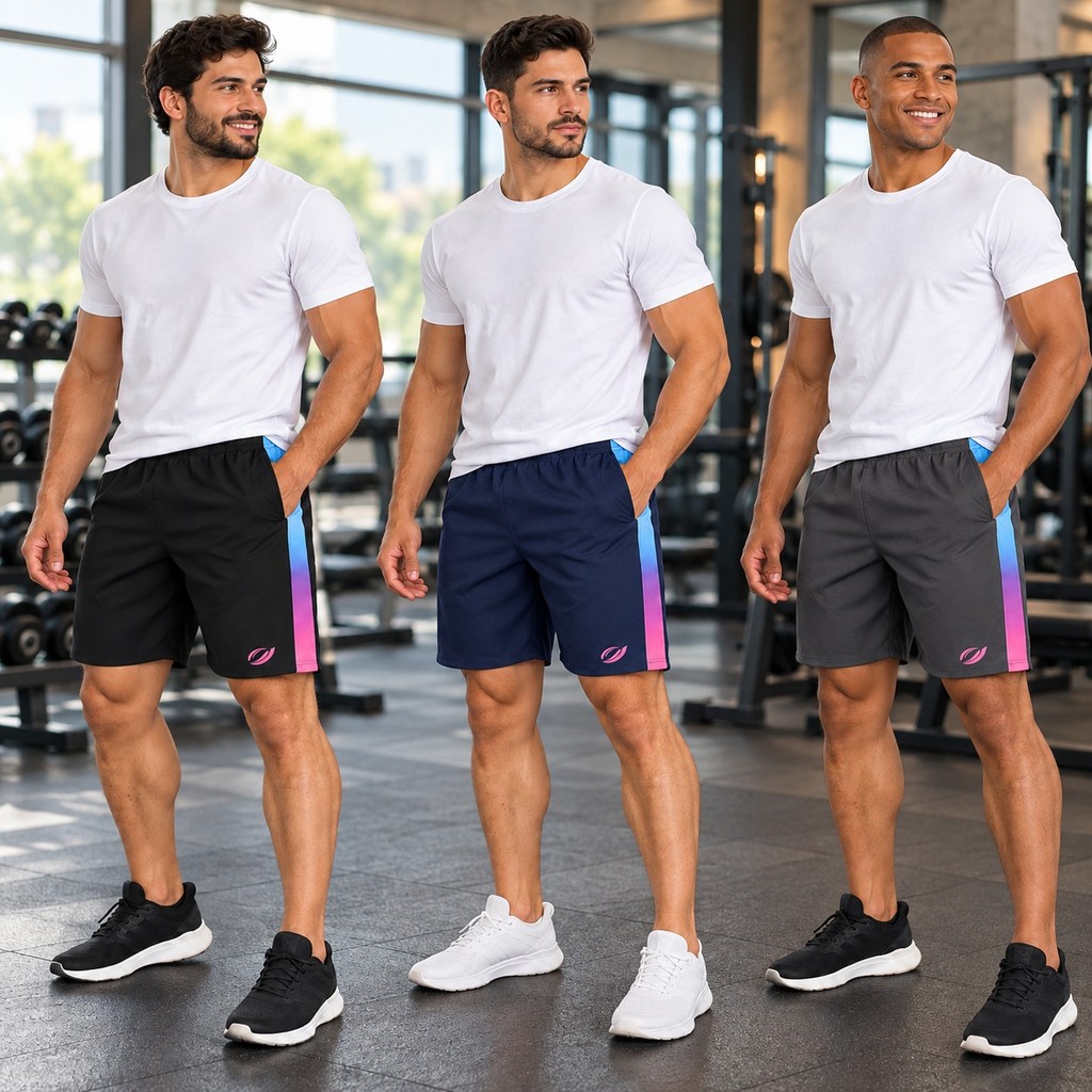 Kit 3 Bermudas Masculinas Tactel com Elastano Short Esportivo Academia Praia Caminhada Treino Paduska