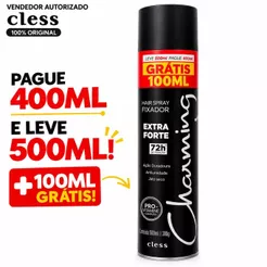 Spray Fixador Para Cabelo Charming Black Extra Forte 400ml