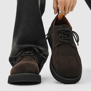 Boken sapatos masculinos Retro camurça couro Derby sapatos masculinos de sola grossa aumentada rendas sapatos casuais Co