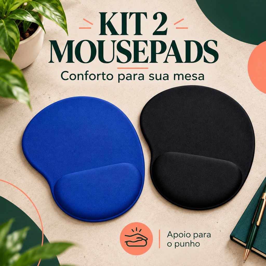 Kit 2x Mousepad Ergonômico Gamer Com Apoio De Punho Pulso Mouse Pad Ergonomico Confortável Expedição