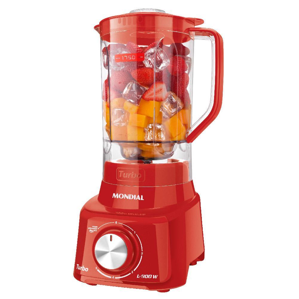 Liquidificador com Filtro 900W 2.7L Mondial Turbo L-900 FR 5 Velocidades Vermelho 127V