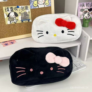 Sanrio Hello Kitty Estojo De Pelúcia Kt Cat Bolsa De Maquiagem De Grande Capacidade U6M0