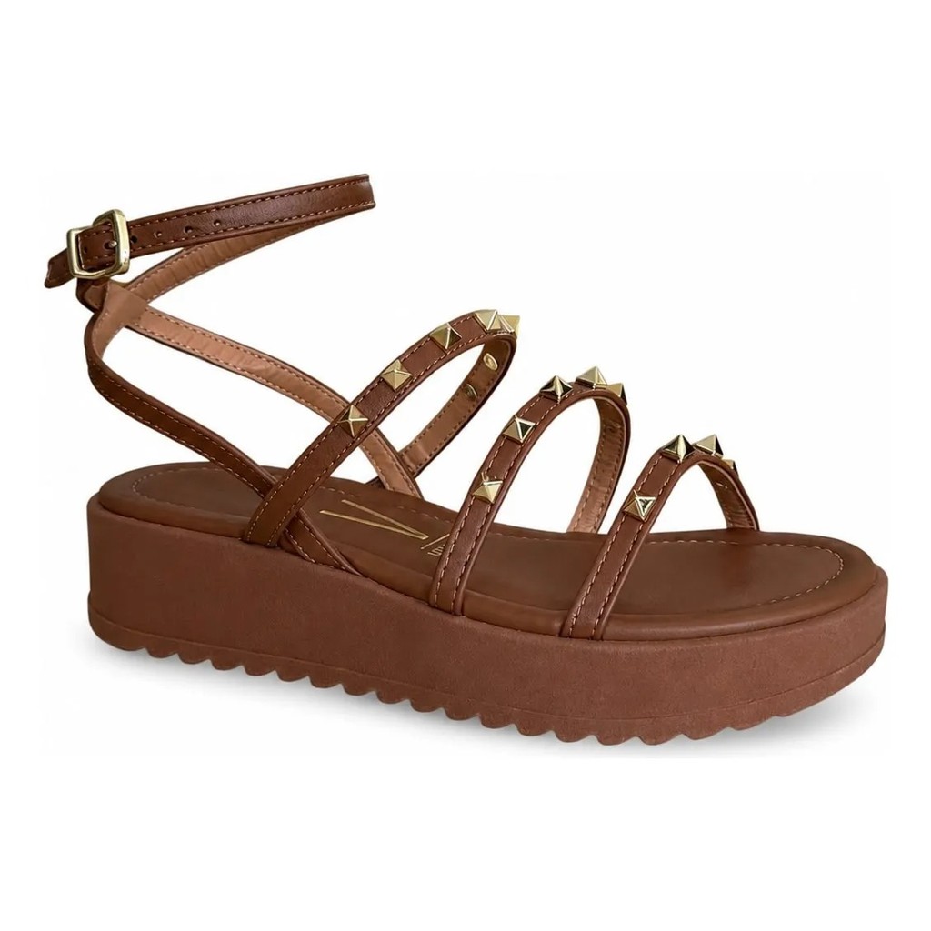 Sandália Feminina Vizzano Plataforma Marrom Com Tachas Papete Confortável+envio imediato