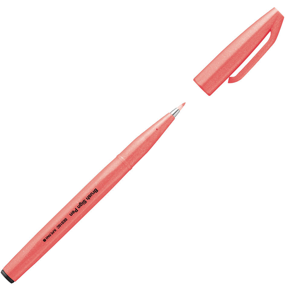 Caneta hidrográfica Brush Sign Pen Vermelho Fluorescente Pentel