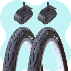Par Pneu Bicicleta Kenda Flame Aro 26 x 2.125 Balão + 2 camaras de ar Shiver 26 Montadinha Motorizada