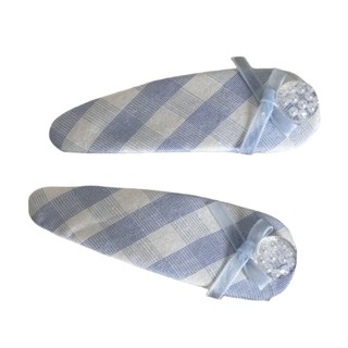 Presilha de cabelo com estampa de cachorrinho fofo em azul xadrez, presilha de gota d'água, presilha BB, presilha de tec
