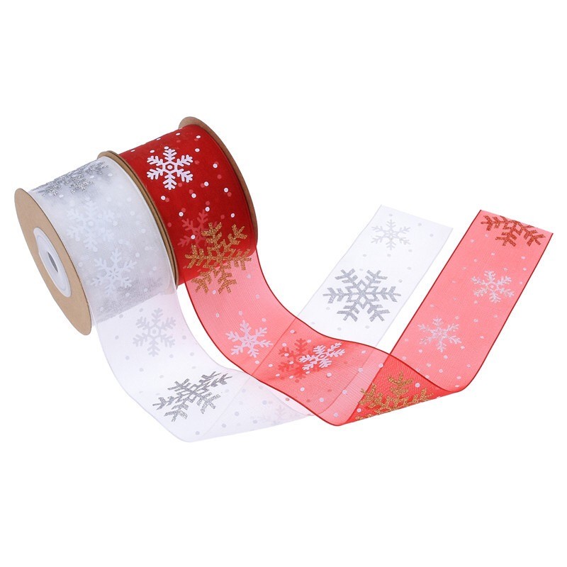 Fita de embalagem decoração fita de floco de neve de natal fita de gaze de neve fita LFB501