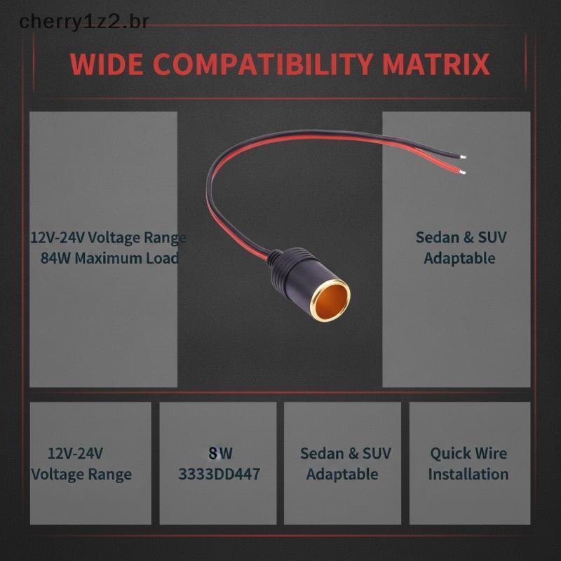 Carro Fêmea Soet 12V Universal 7A 84W 35cm Cabo Para Extensão Do Adaptador De Energia Reboque Automático
