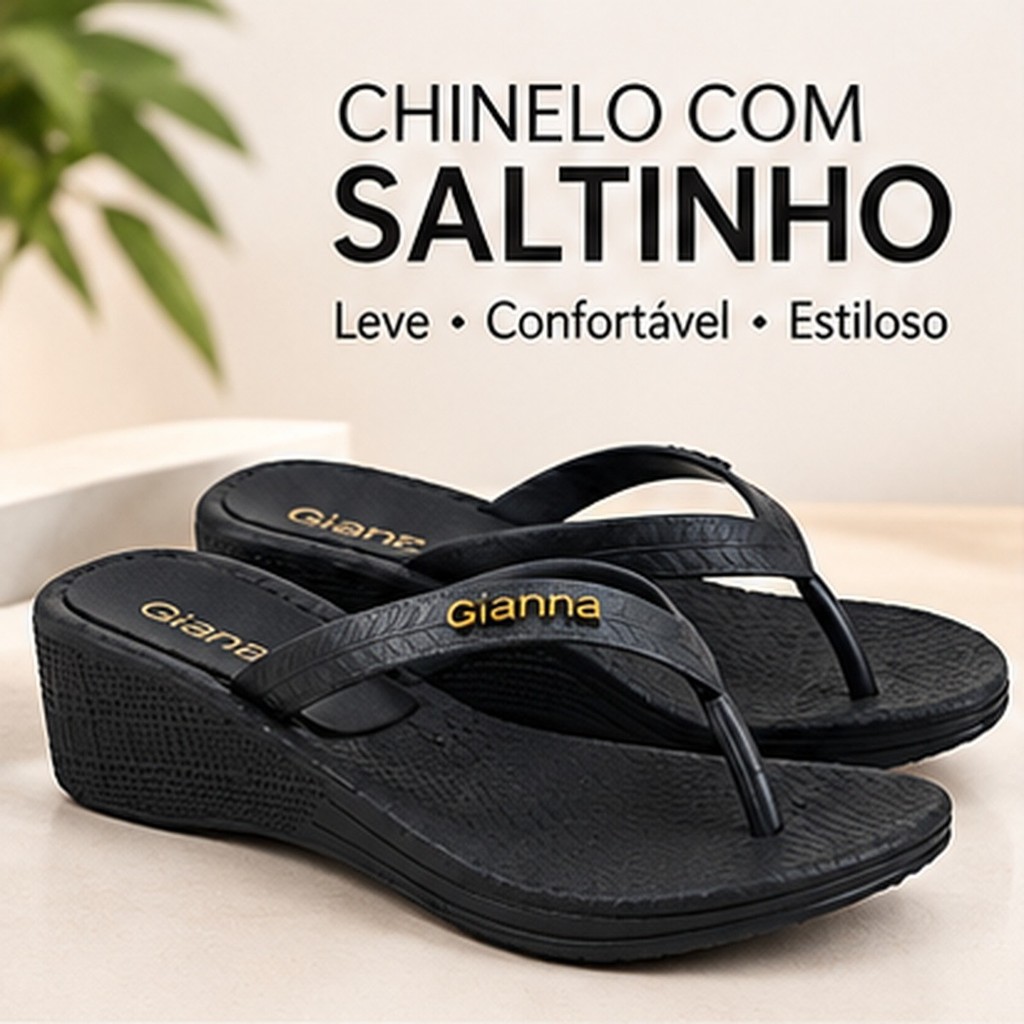 Chinelo Sandália Feminino Salto Anabela Plataforma Confortável Leve e Antiderrapante