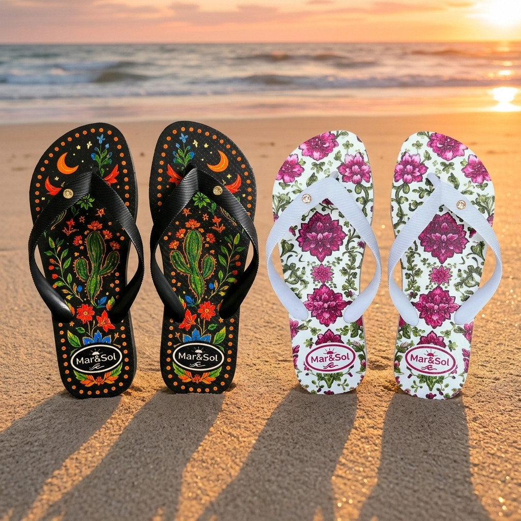 Kit 2 Pares Chinelo Feminino Tira Larga Estampado Confortável Macio Antiderrapante