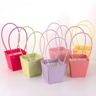 Dia das mães Macaron cor portátil caixa de arranjo de flores Trapezoidal diy cesta de flores cravo saco de flores à prov
