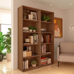 Kit 2 Estantes para Livros com 5 Prateleiras 120CMX60CM Marrom/Cinamomo Cinamomo