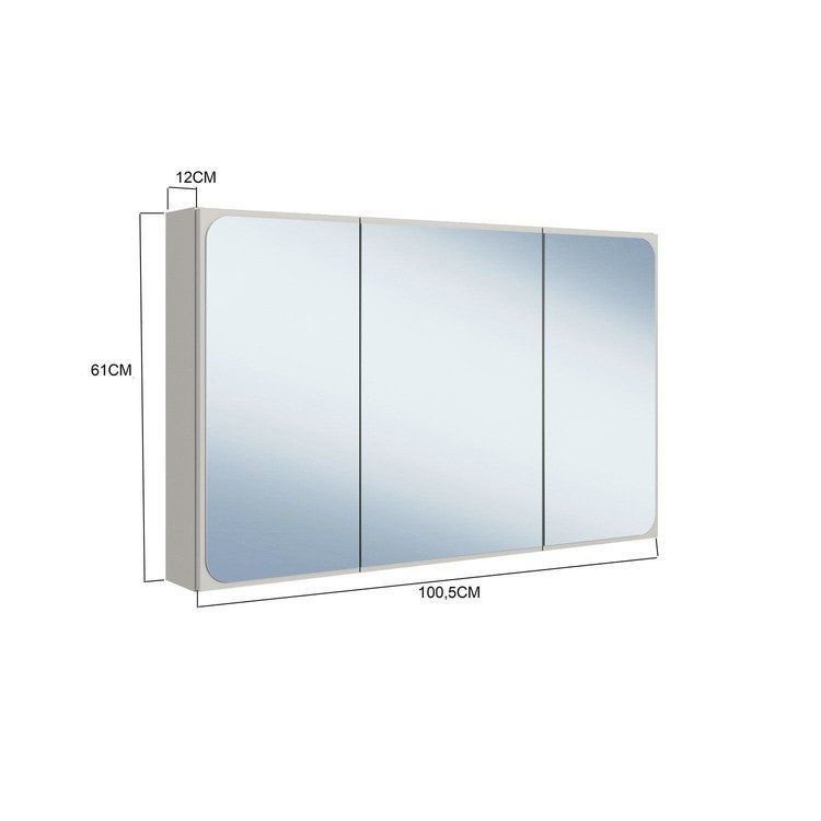Espelheira para Banheiro com 3 Portas 100,5cm Lavinia Arenas Arenas — imagem 2 de 2