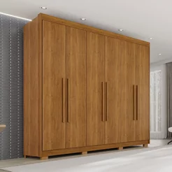 Guarda Roupa Casal com Pés 6 Portas 6 Gavetas 100% MDF Itália Plus Marrom/Cinamomo Cinamomo
