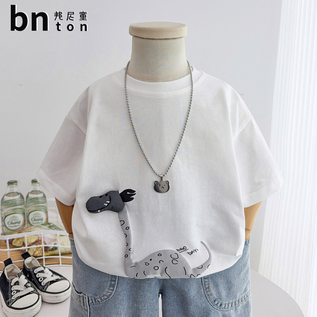 Meninos camiseta de manga curta 2026 novo estilo pequeno médio-pequeno crianças verão bonito meia manga topo menino bebê