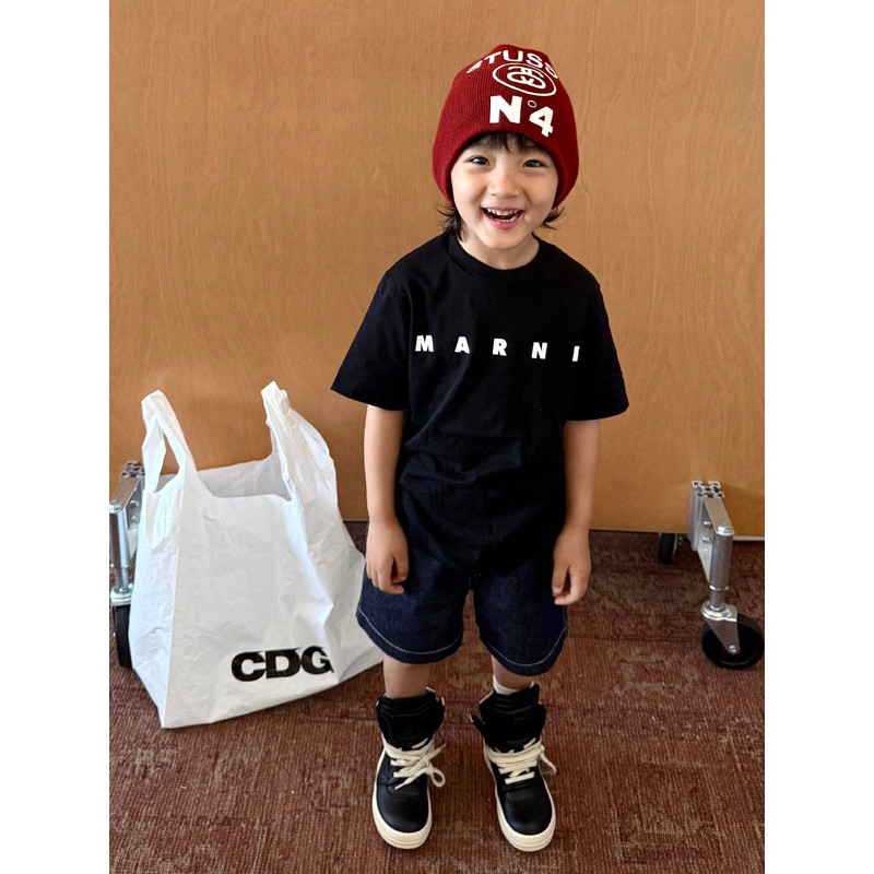 Meninos camiseta de manga curta crianças roupas de verão 2025 novo estilo meninos estilo coreano preto carta impressa to