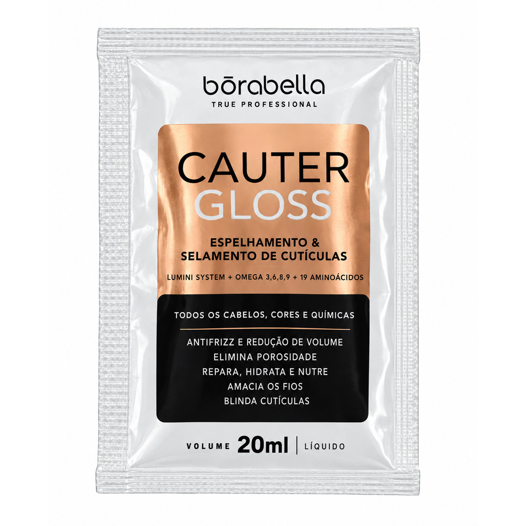 Sachê Máscara Cauter Gloss Borabella 20ml Espelhamento e Selamento Antifrizz