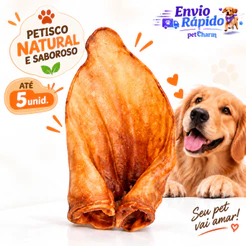 Orelha Bovina Comestível Para Cachorro Mordedor Natural Desidratado Petisco Pet Para Cães