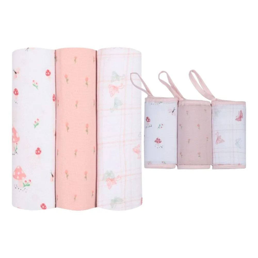 2x Kit Cueiro Flanelado E Toalhinha De Boca Bebe Menina Algo