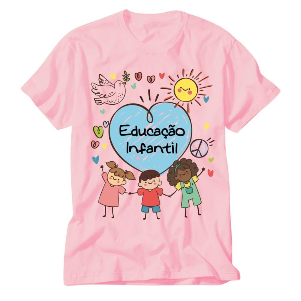 Camiseta Educacao Infantil Rosa Professora educar com amor unissex em Oferta na Shopee