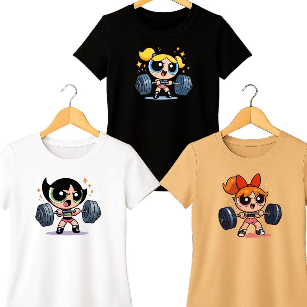 Kit 3 Camisetas Estampada Academia Camisa Blusa 100% Algodão Exclusiva Treino Super Poderosas