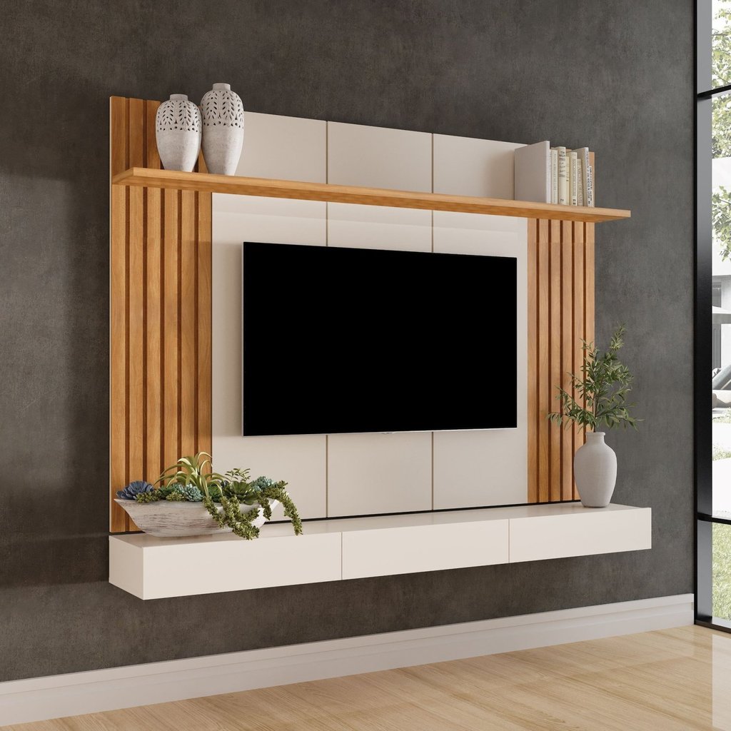 Painel Home para Tv até 84 Polegadas 220cm Supreme Carvalho Oro/Off White em Oferta na Shopee