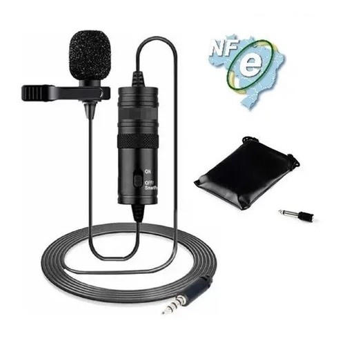Microfone Lapela Omnidirecional P Smartphone, iPhone Cabo 6m