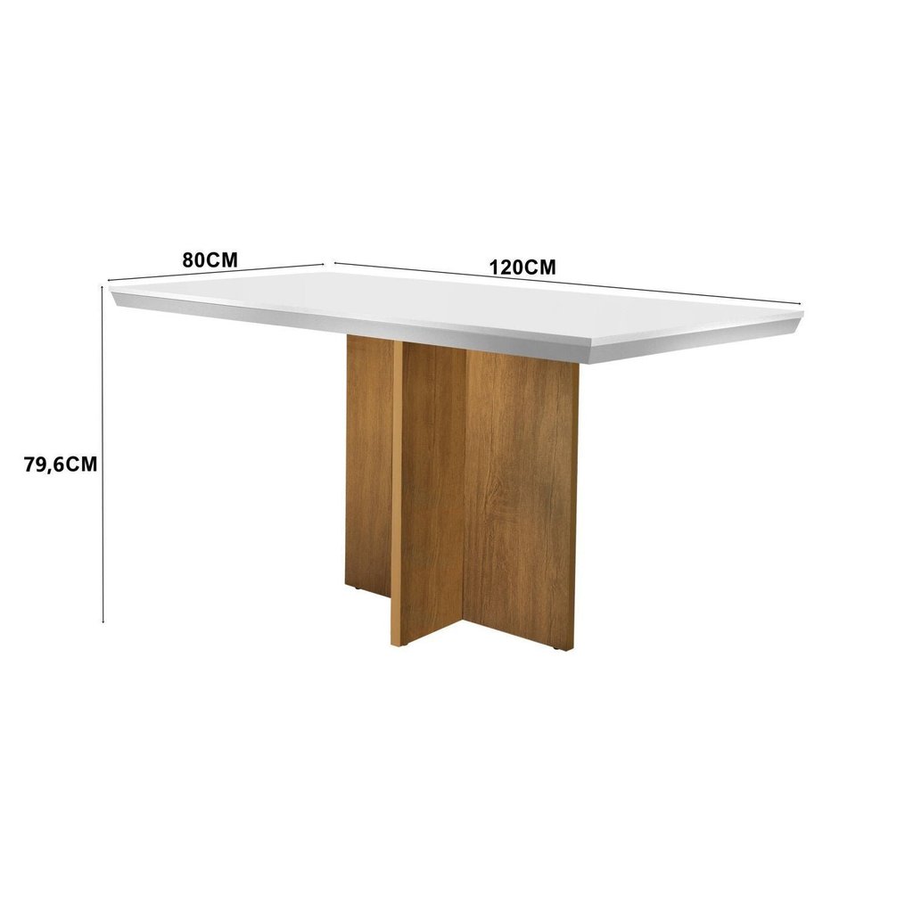 Detalhes do Conjunto Sala de Jantar Mesa Tampo Mdf Irlanda 4 Cadeiras Dublin Veludo Creme/Off White/Imbuia