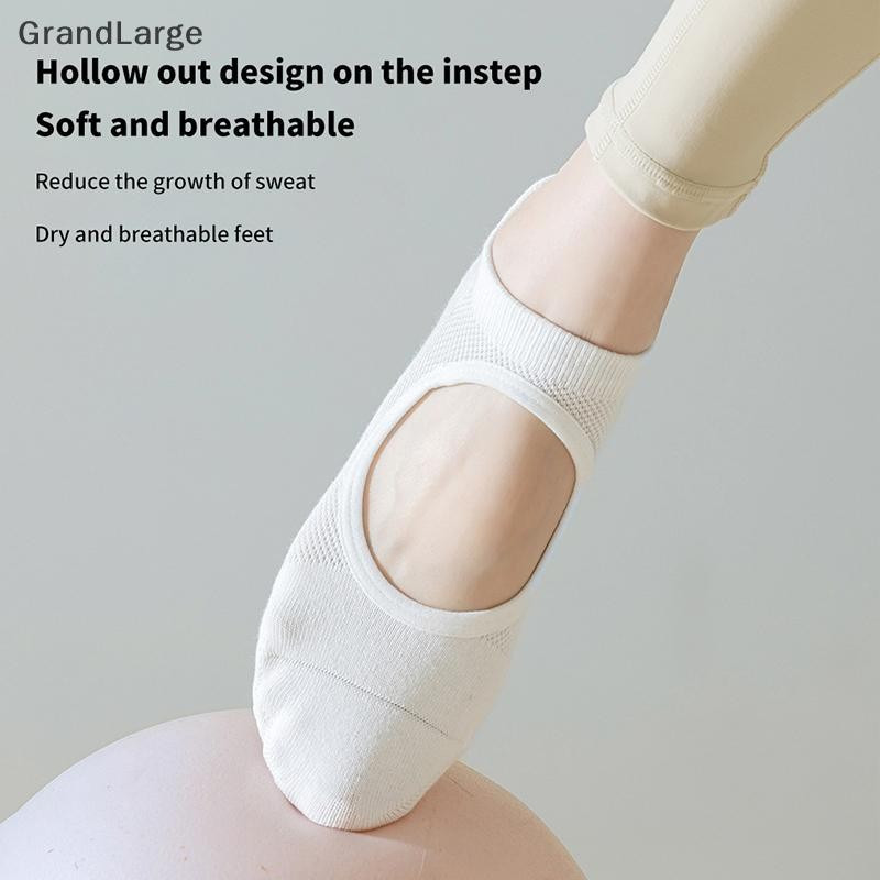 [GrandLarge] 1 Par Feminino Meias De Pilates Sem Costas Antiderrapante Respirável Yoga Tornozelo Senhoras Ballet Dança E