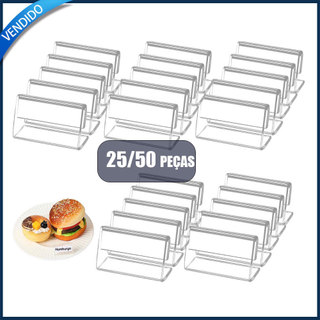 Kit 25/50 Suporte Expositor Display Etiqueta Precificador Preço Gondola Balcao Buffet 6,5x4cm