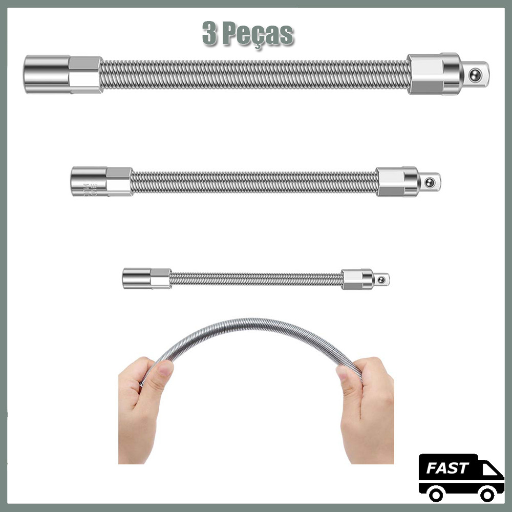 Kit Extensão Da Barra De Catraca De Esferas 1/2 " 3/8 " 1/4 " Chave 3 peças