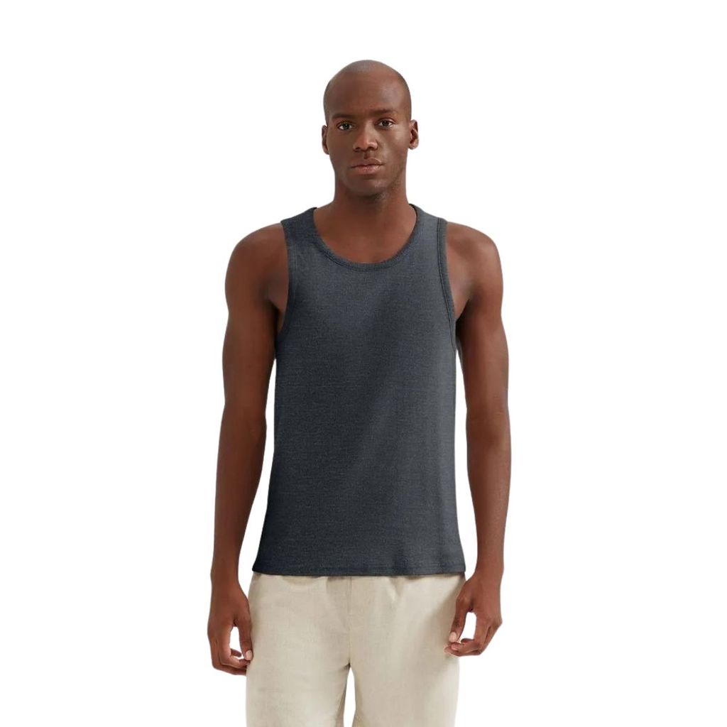 Regata Hering Masculina Regular Em Ribana Canelada Cinza