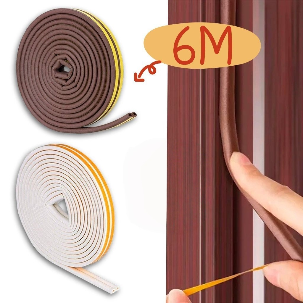 Fita Veda Fresta Adesivo Branco Marrom 6 Metros Anti Ruido Isolante Acústico Porta e Janela em Oferta na Shopee