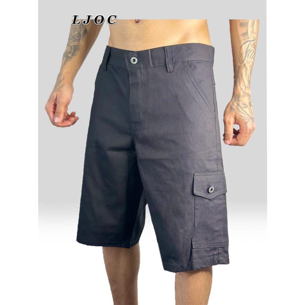 Bermuda Masculina  masculina Cargo brim-6 bolso  Varias Cores