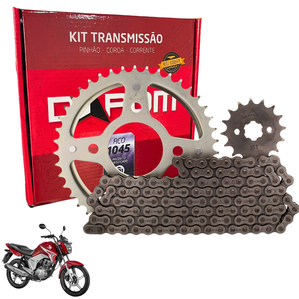KIT RELAÇÃO TITAN 150 2004 A 2015 CG FAN TRANSMISSAO HONDA