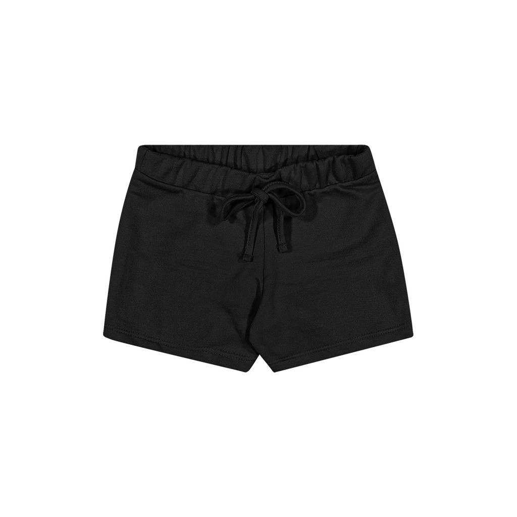 Shorts Infantil Menina em Moletom sem Felpa Elian Preto
