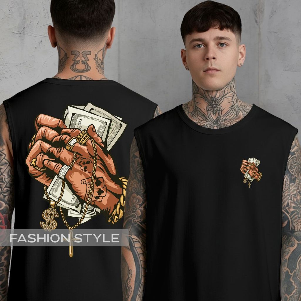 Regata Oversized Blessed Money Tumblr Dinheiro Mãos Aesthetic Style Regata Machão Blusa Cavada