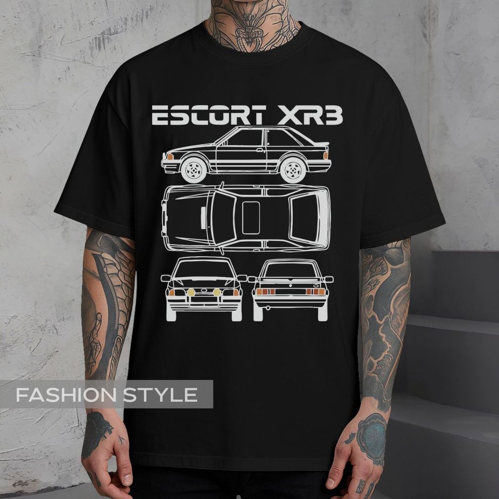Camiseta Escort Carro Antigo Clássico Projeto Potencia 1.8 XR3 Motor Placa Preta Camisa Unissex Plus Size Preta