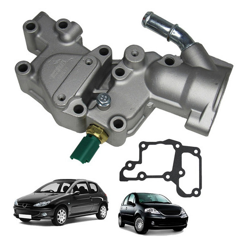 Carcaça da Válvula Termostática Citroën C3 / Peugeot 206 207 1.4 8V com Sensor de Temperatura 1336Y8