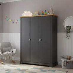 Guarda Roupa Infantil 3 Portas Toledo Cinza Cinza